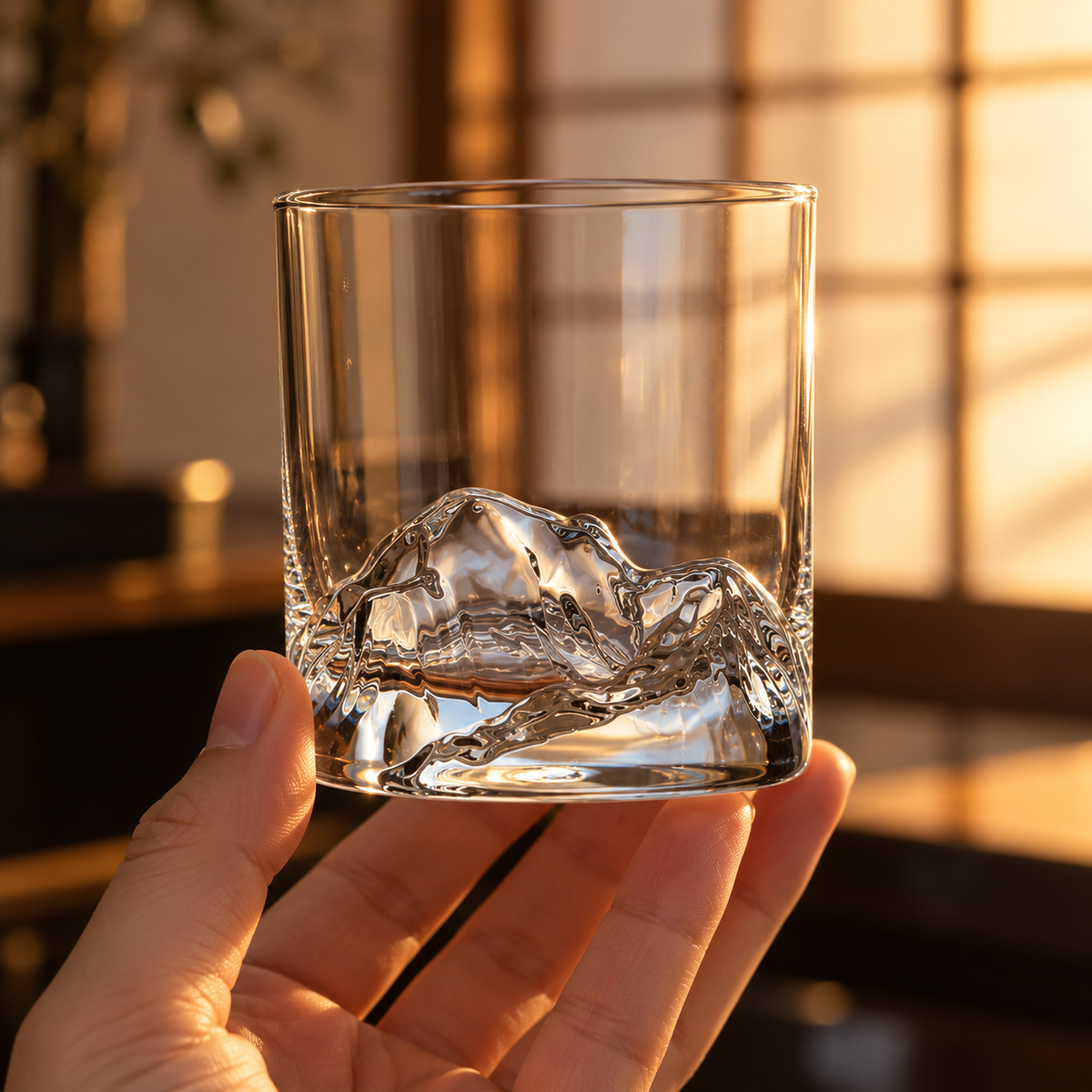 Clear Fuji Peak Whisky Glass