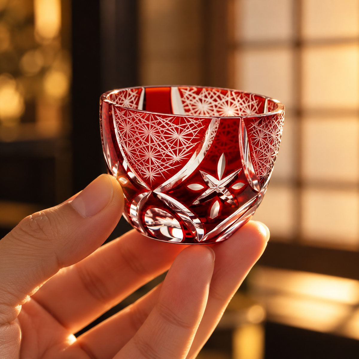 Ruby Flower Sake Glass