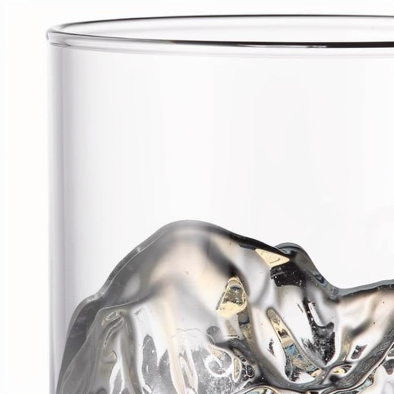 Clear Fuji Peak Whisky Glass, cut side mountain base on #f1f1f1