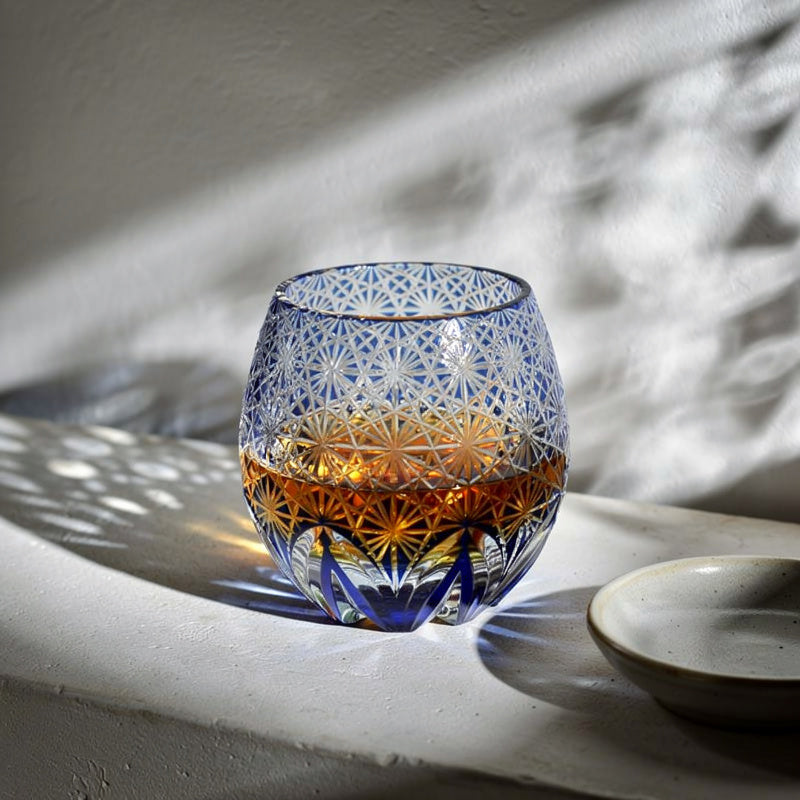 Cobalt Kiku-tsunagi Base Whiskey Glass