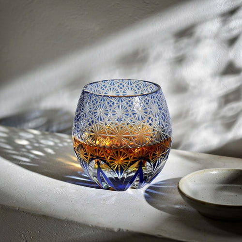 Cobalt Kiku-tsunagi Base Whiskey Glass