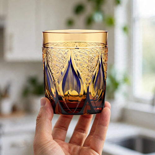 Cobalt Candlelight Whisky Glass, hand held proof of use