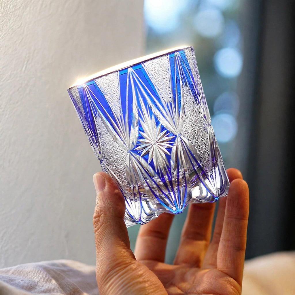 Cobalt Supernova Whisky Glass, hand held proof of use