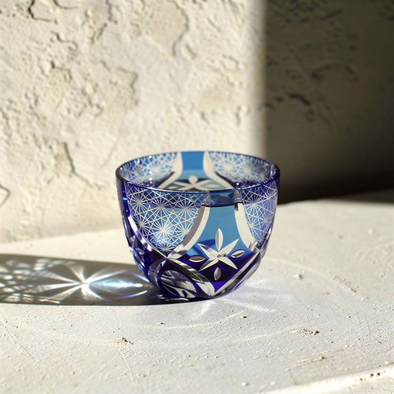 Cobalt Flower Sake Glass, caustic hero