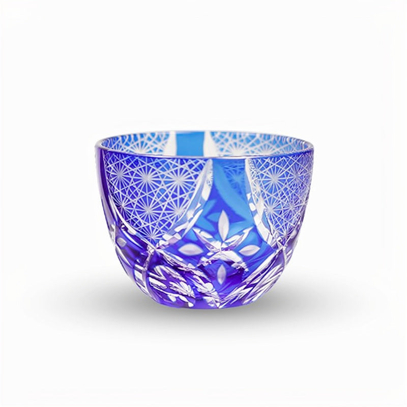Cobalt Flower Sake Glass, front full on #f1f1f1