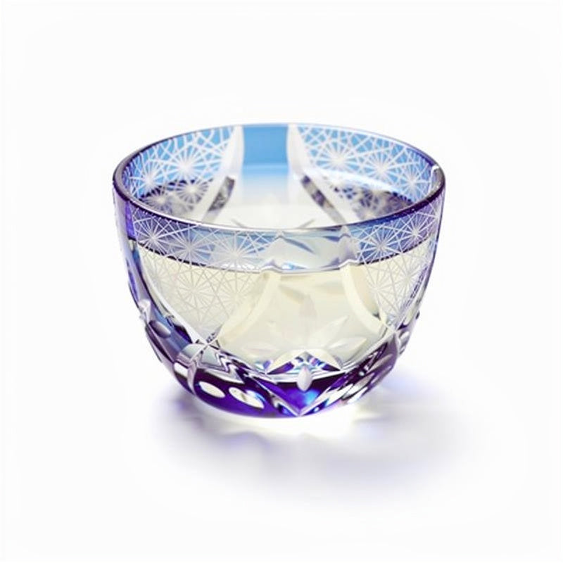 Cobalt Flower Sake Glass, in use on #f1f1f1