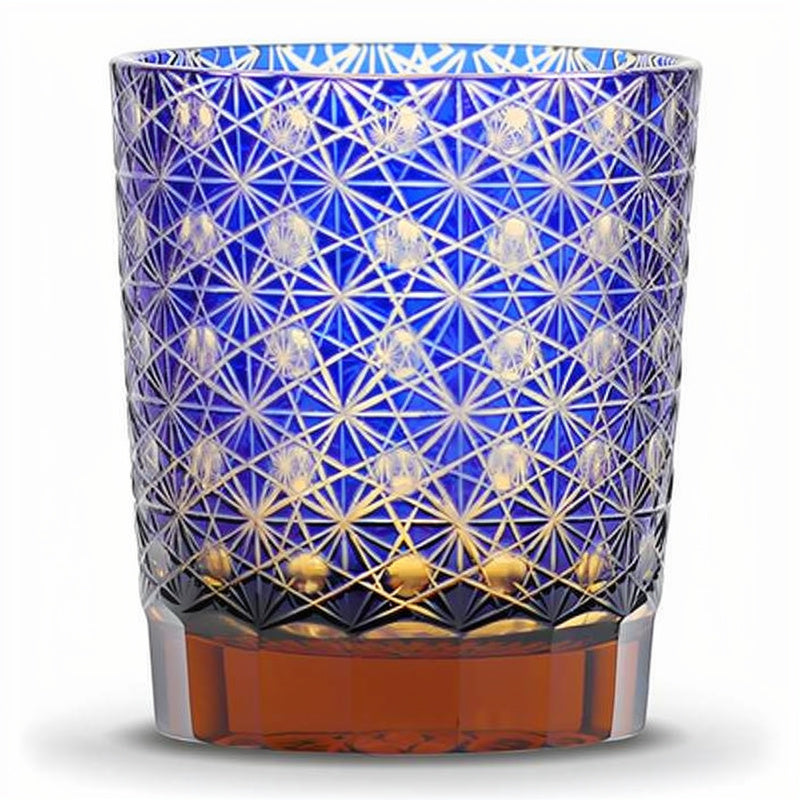Cobalt Grid Whiskey Glass