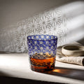 Cobalt Grid Whiskey Glass