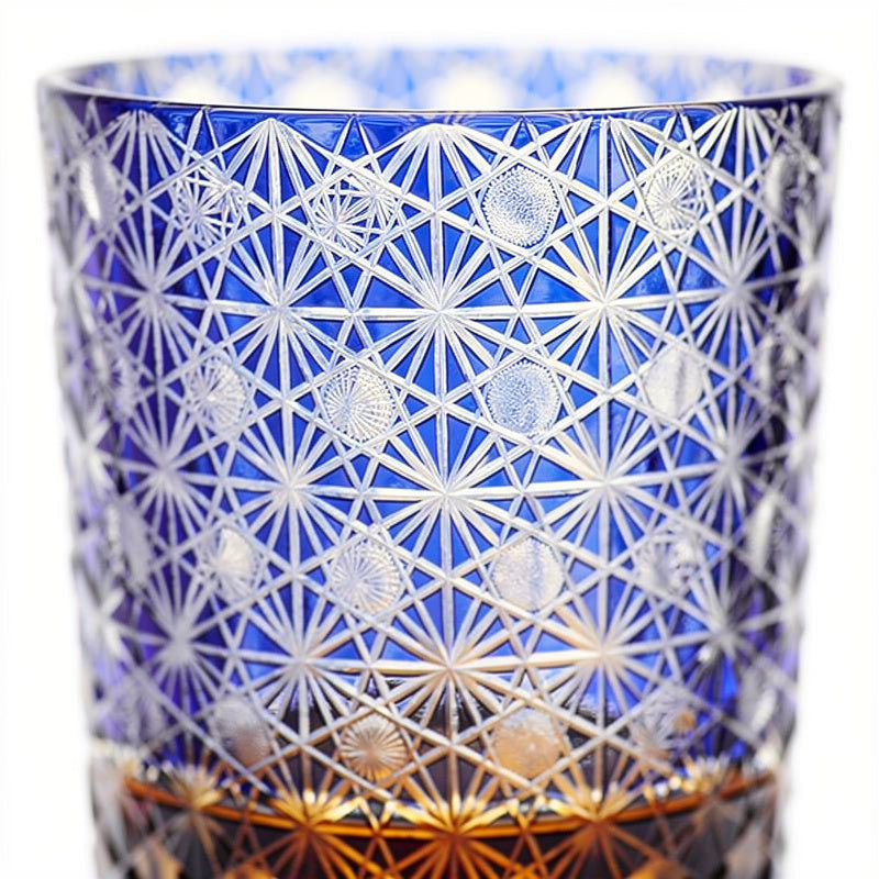 Cobalt Grid Whiskey Glass