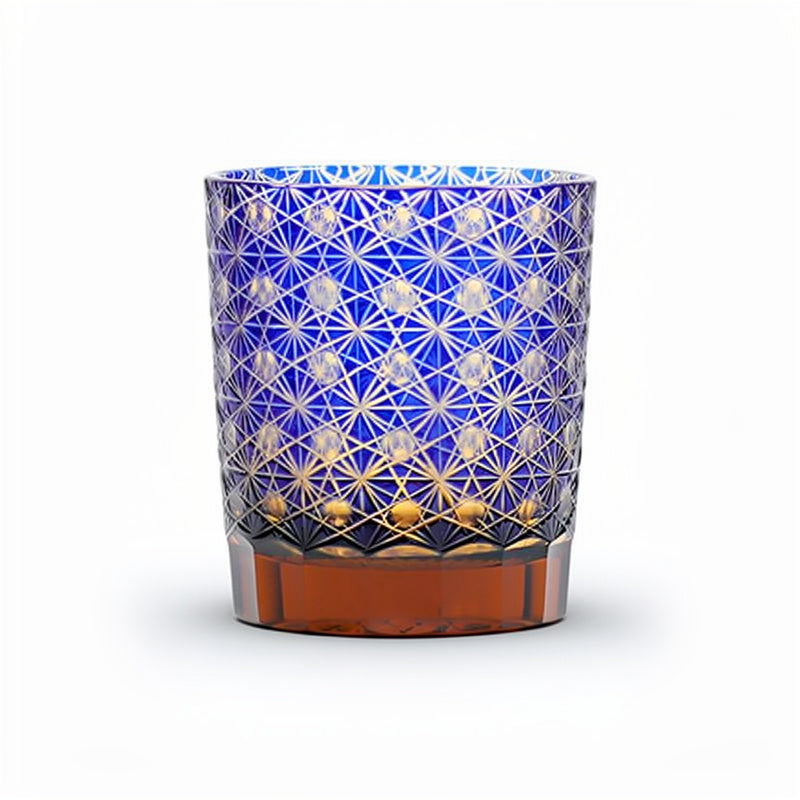 Cobalt Grid Whiskey Glass