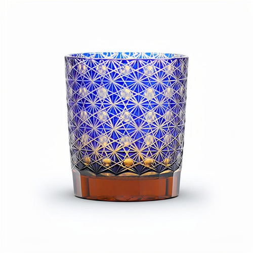 Cobalt Grid Whiskey Glass
