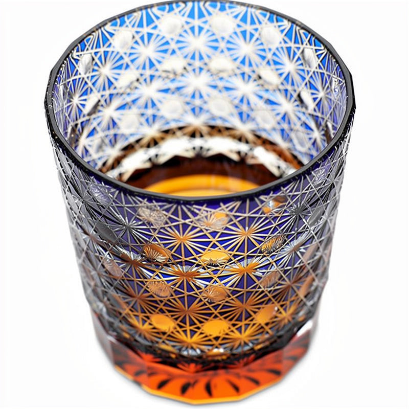 Cobalt Grid Whiskey Glass