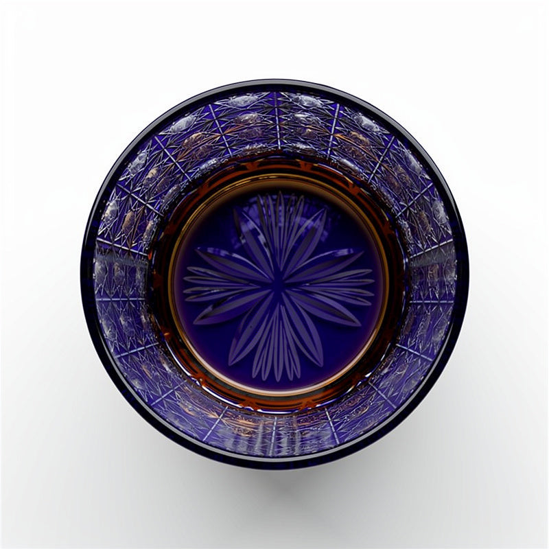 Cobalt Grid Whiskey Glass
