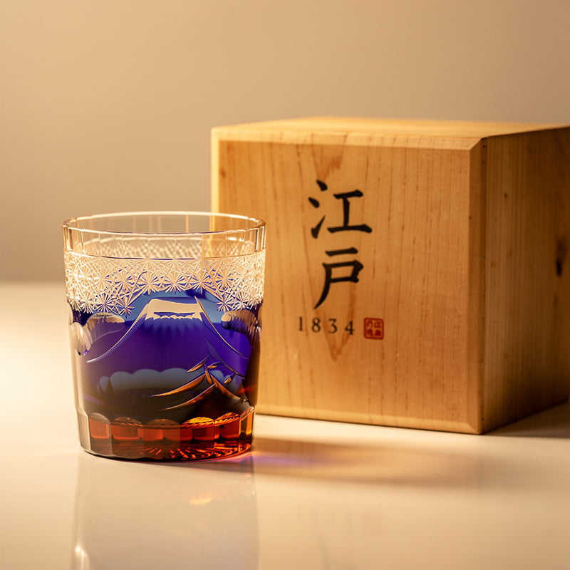 Cobalt Mountain Glass Whiskey Glass