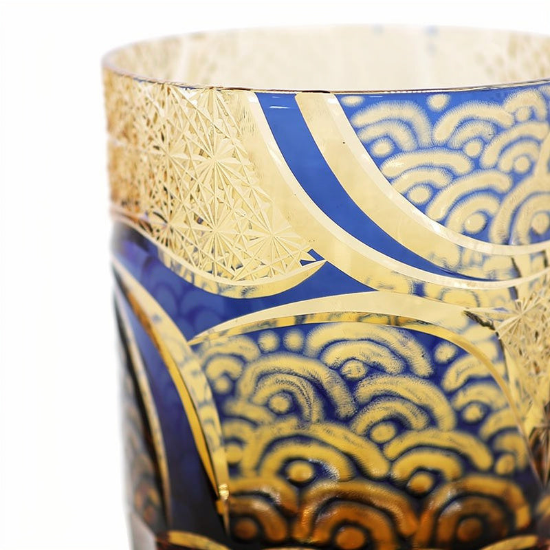 Cobalt Overlay Whiskey Glass