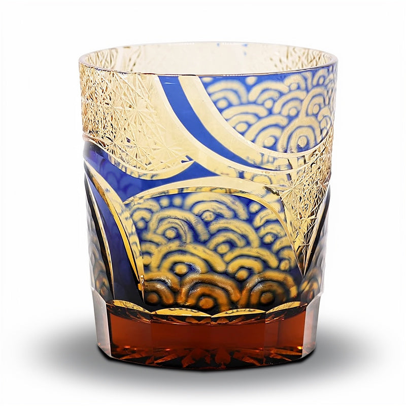 Cobalt Overlay Whiskey Glass