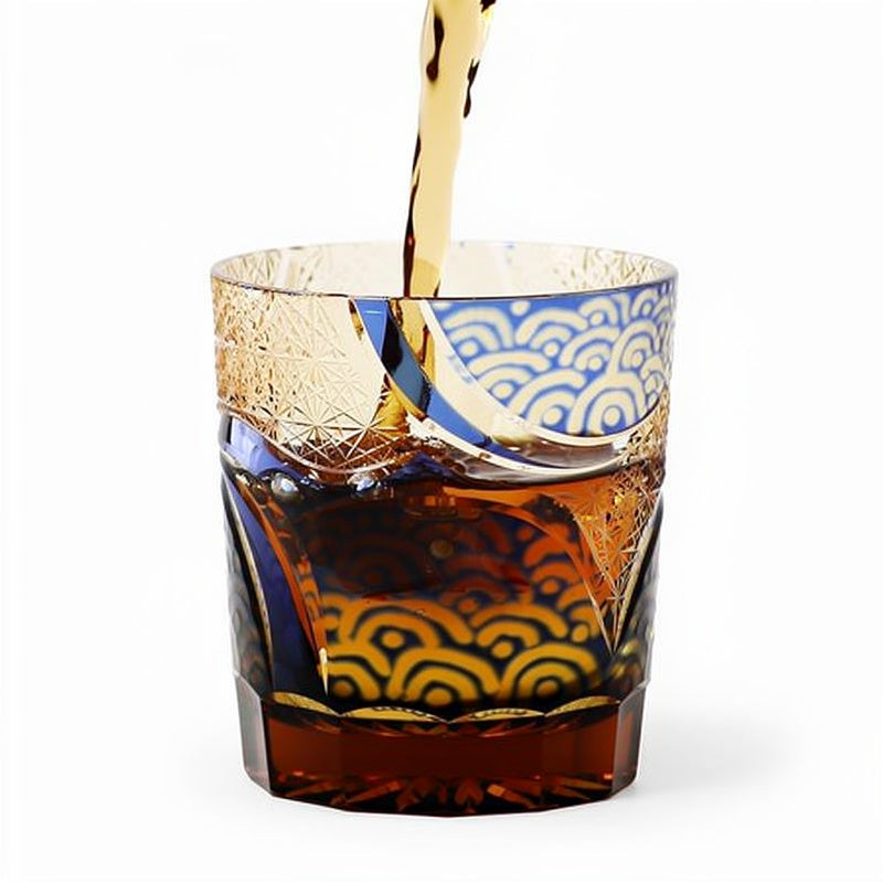 Cobalt Overlay Whiskey Glass