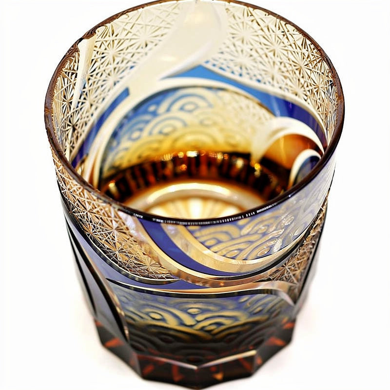 Cobalt Overlay Whiskey Glass