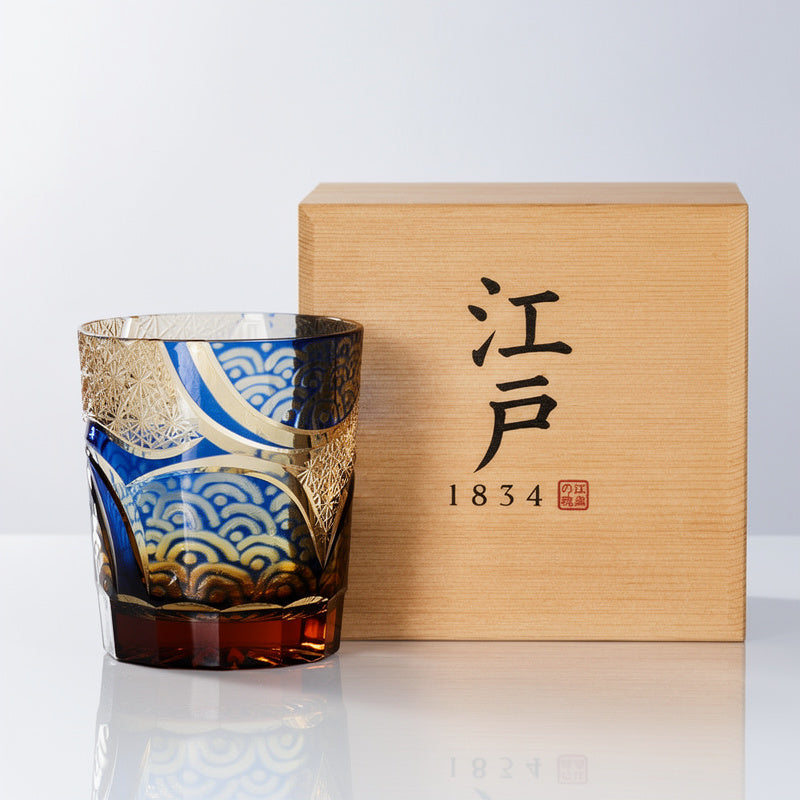 Cobalt Overlay Whiskey Glass