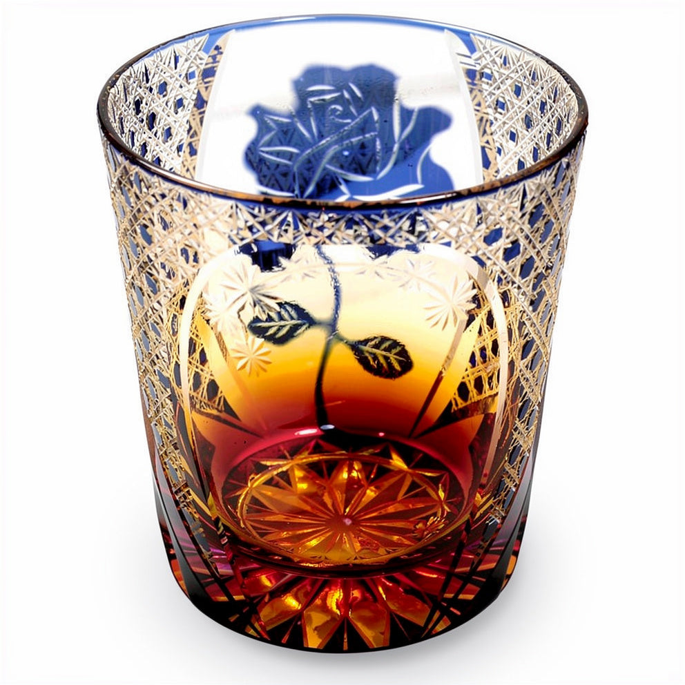 Cobalt Rokkaku-Kagome Petal Whiskey Glass