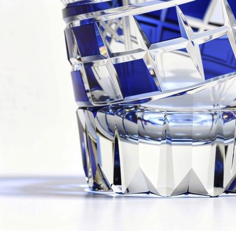 Cobalt Hakkaku-Kagome Whiskey Glass