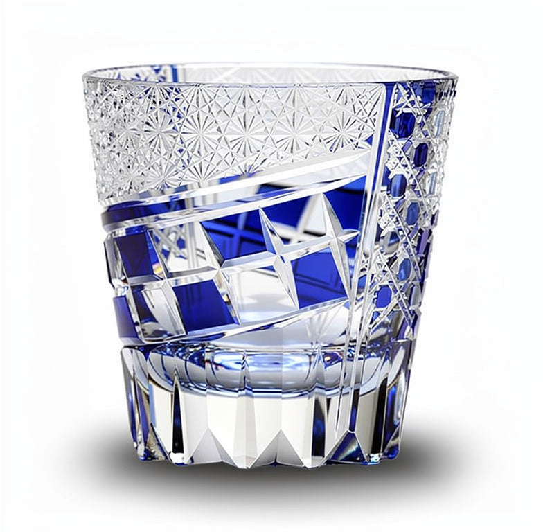 Cobalt Hakkaku-Kagome Whiskey Glass