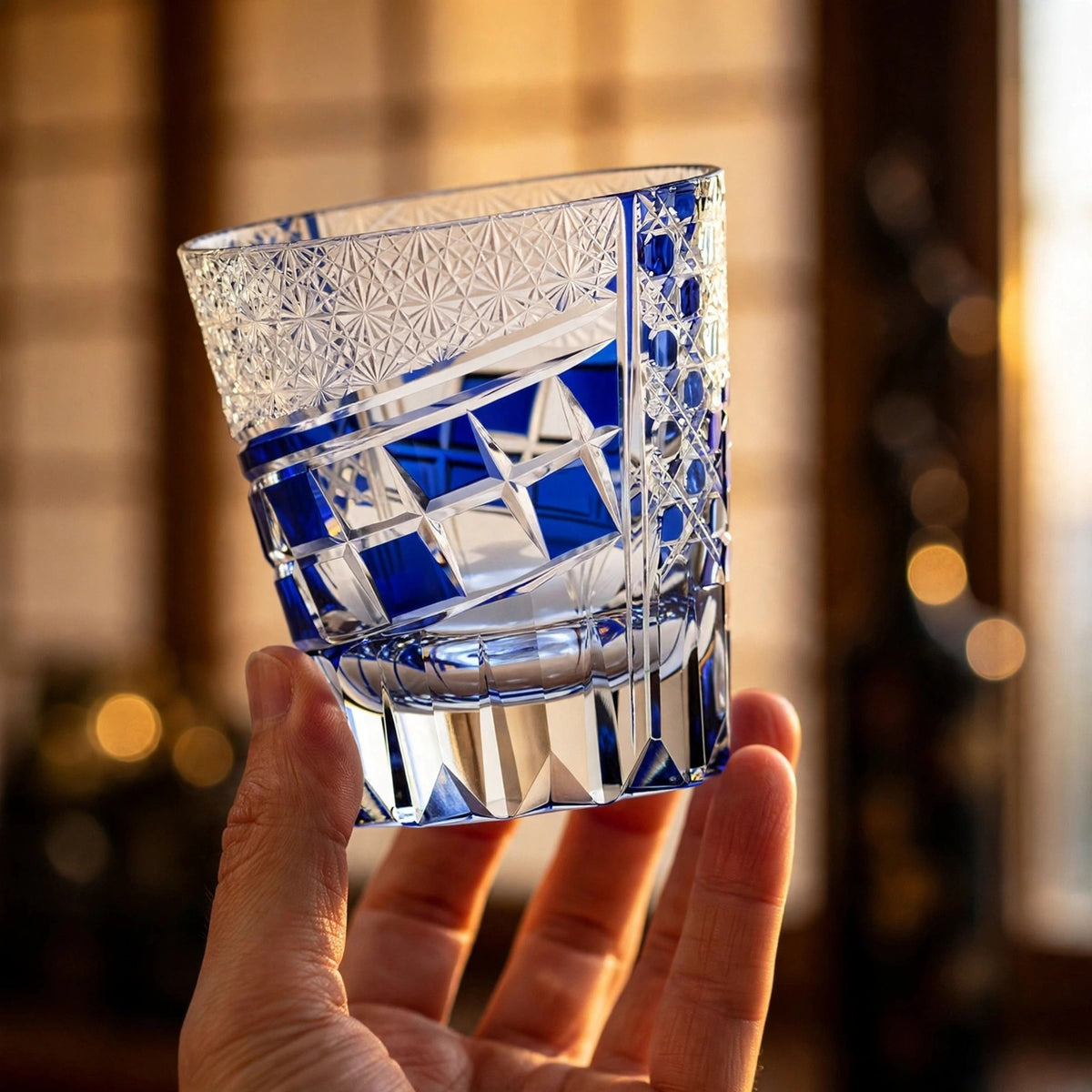 Cobalt Eye Whisky Glass, hand held proof of use