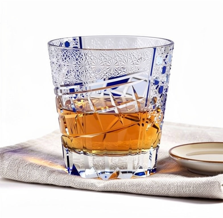 Cobalt Hakkaku-Kagome Whiskey Glass