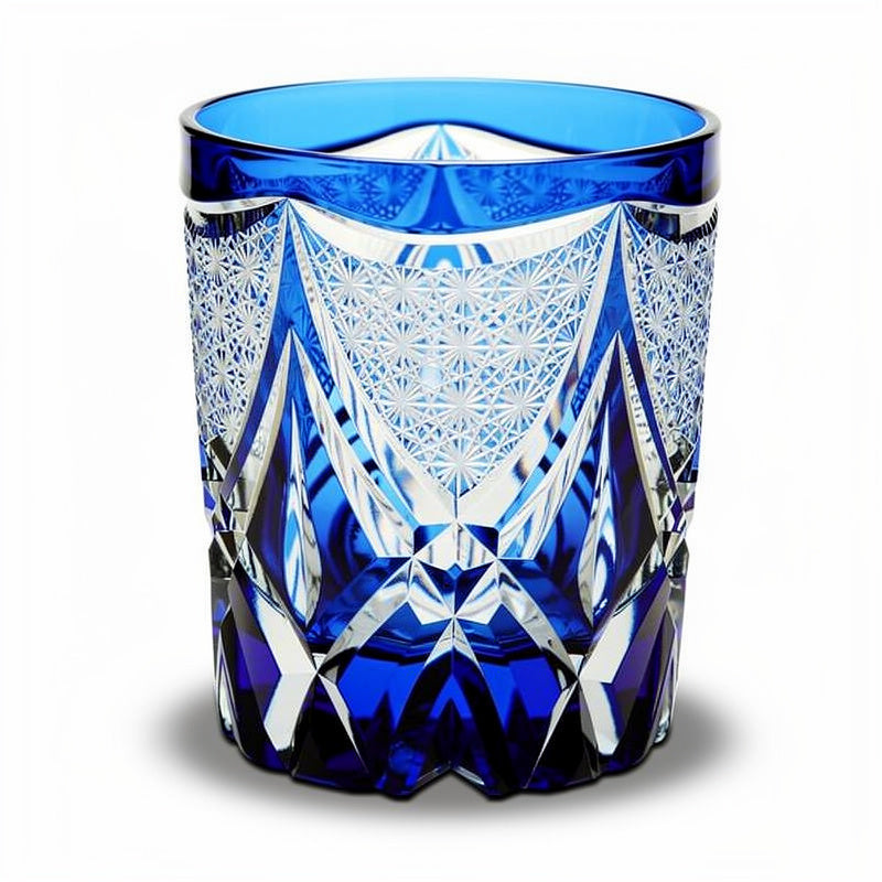 Cobalt Rim Light Whiskey Glass