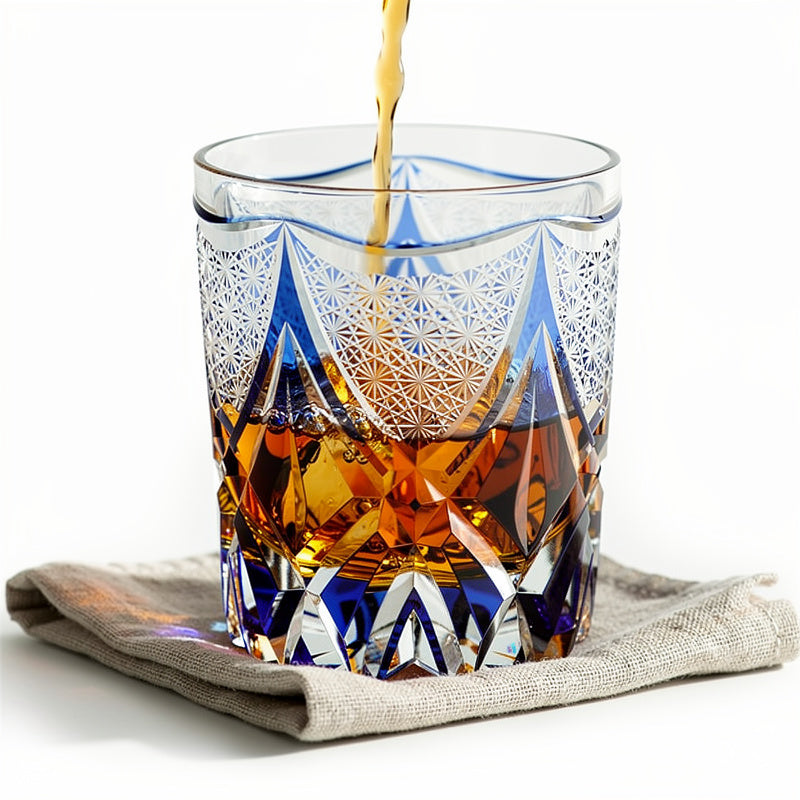 Cobalt Rim Light Whiskey Glass