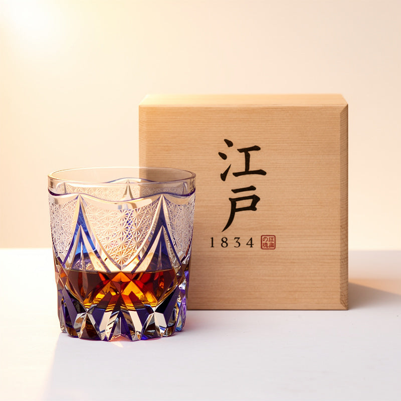 Cobalt Rim Light Whiskey Glass
