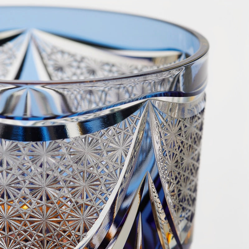 Cobalt Rim Light Whiskey Glass
