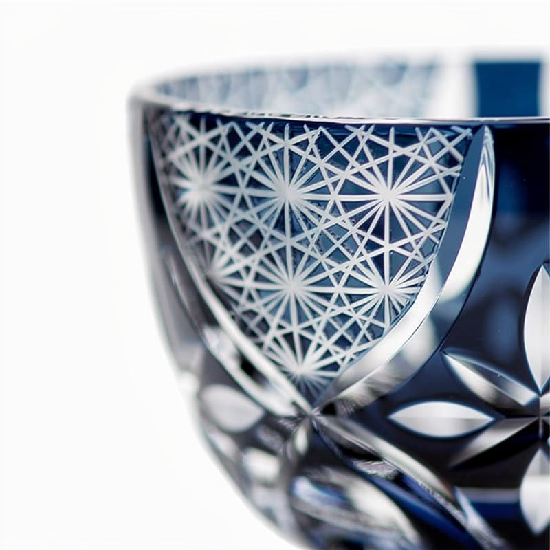 Ink Flower Sake Glass, cut side on #f1f1f1