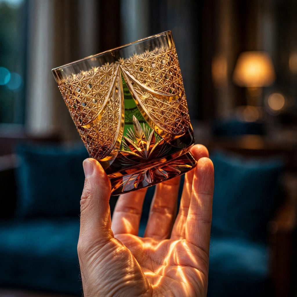 Pine Lightning Whisky Glass, hand held proof of use