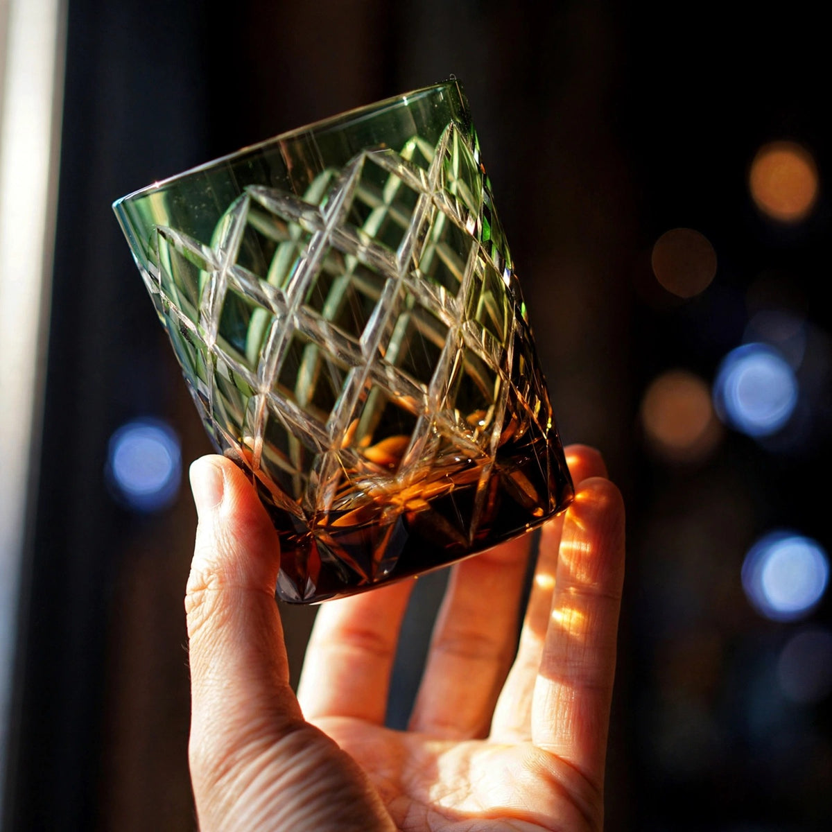 Pine Deep Whisky Glass, hand held proof of use
