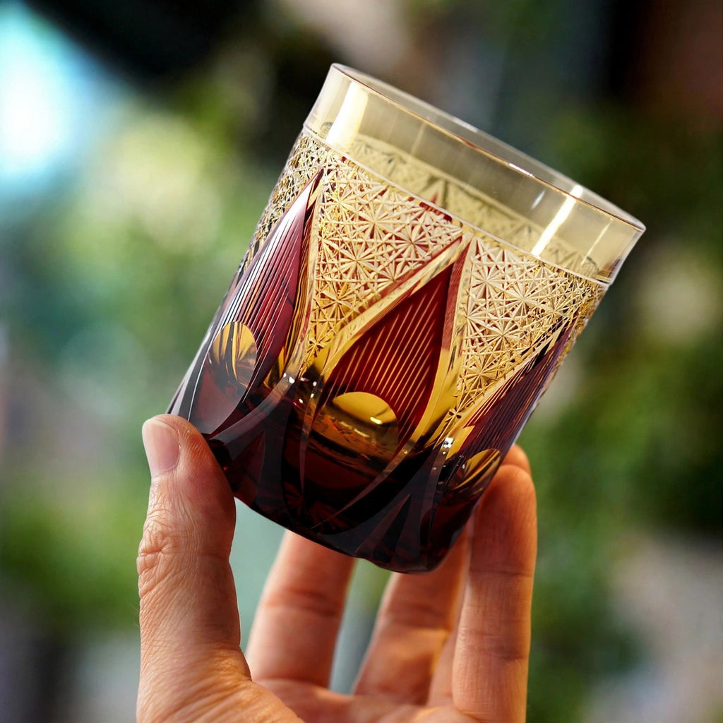 Ruby Candlelight Whisky Glass, hand held proof of use