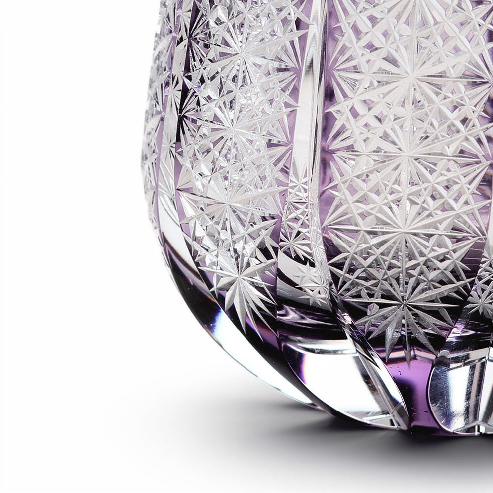 Ruby First Pour Sake Glass, close view of the body cut