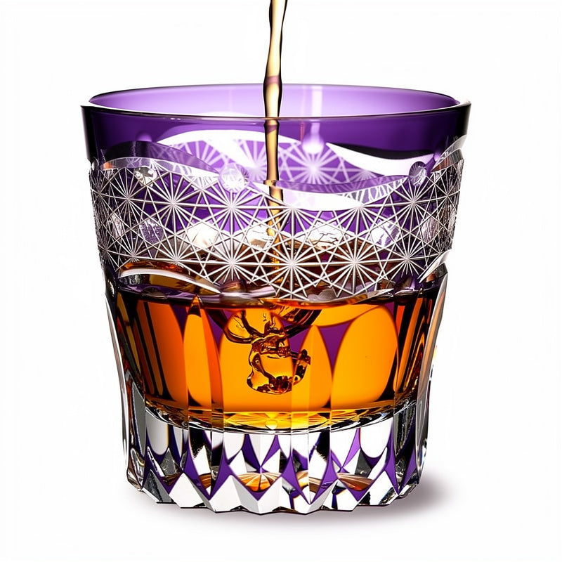 Purple Kiku-tsunagi First Pour Whiskey Glass