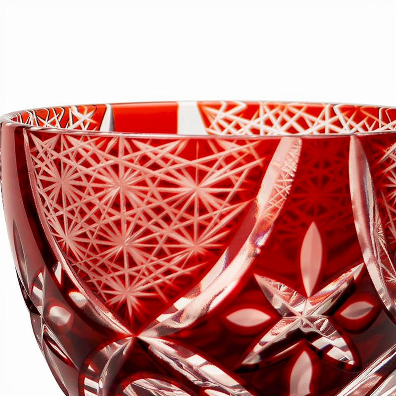 Ruby Flower Sake Glass, body cut on #f1f1f1