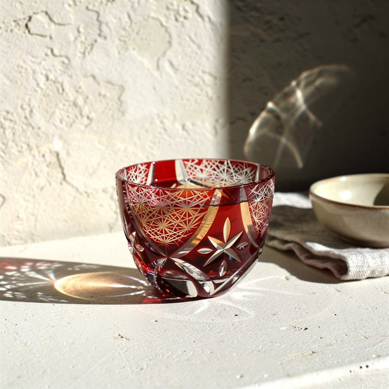 Ruby Flower Sake Glass, caustic hero