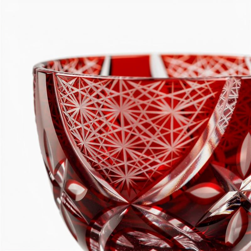 Ruby Flower Sake Glass, cut side on #f1f1f1