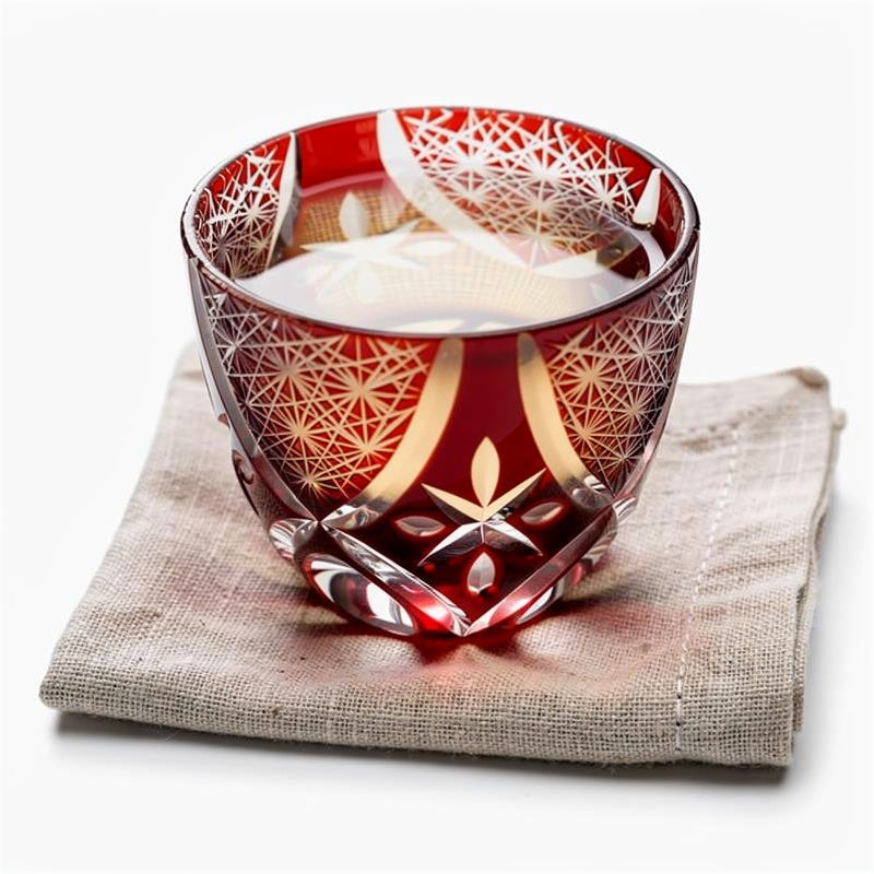 Ruby Flower Sake Glass, in use on #f1f1f1