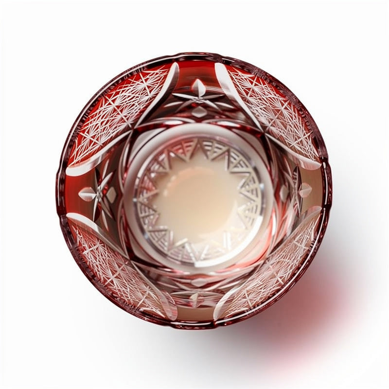 Ruby Flower Sake Glass, top down on #f1f1f1