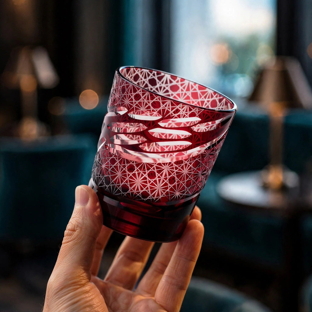 Ruby Current Whisky Glass, hand held proof of use