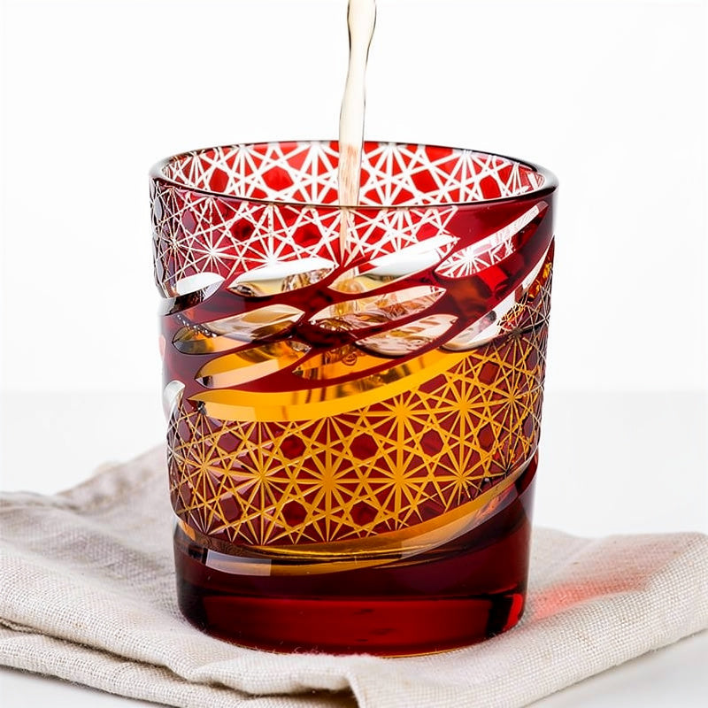 Ruby Grid Whiskey Glass