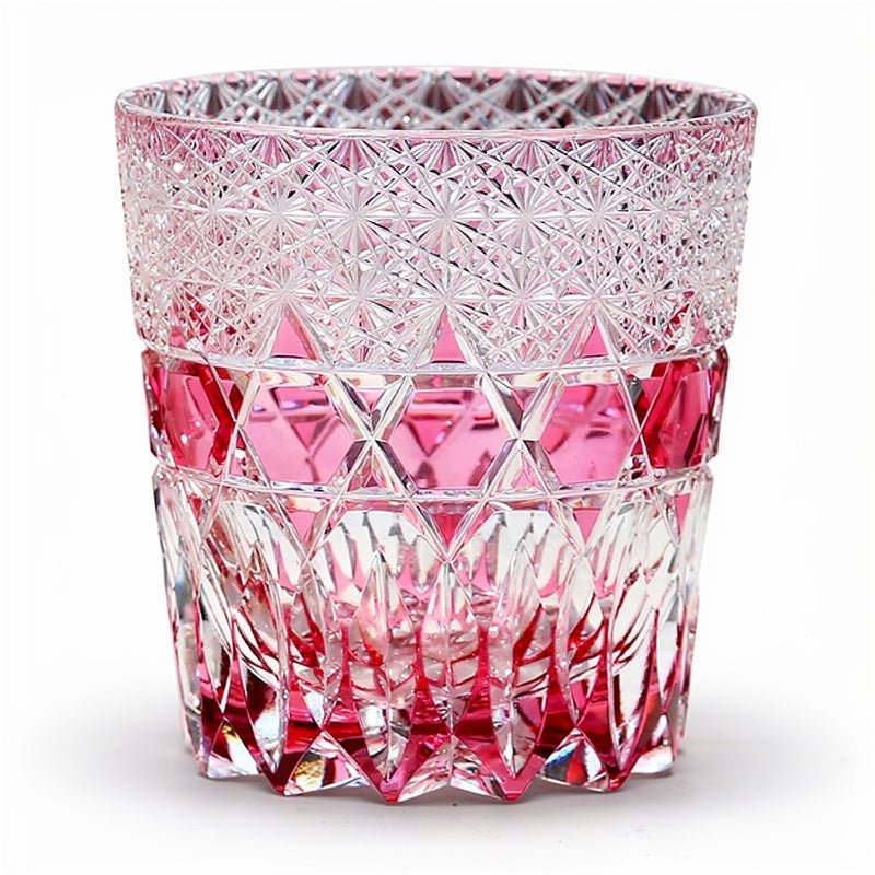 Ruby Night Water Whiskey Glass, close view of the body cut