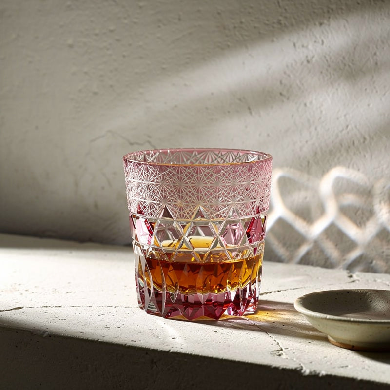Ruby Rokkaku-Kagome Night Water Whiskey Glass