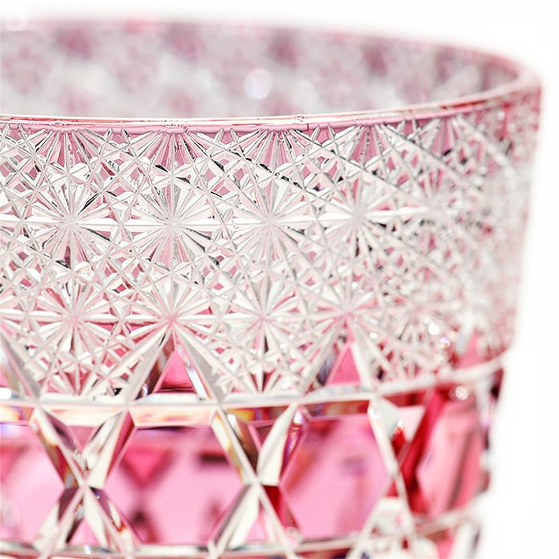 Ruby Night Water Whiskey Glass, close side view of the cut
