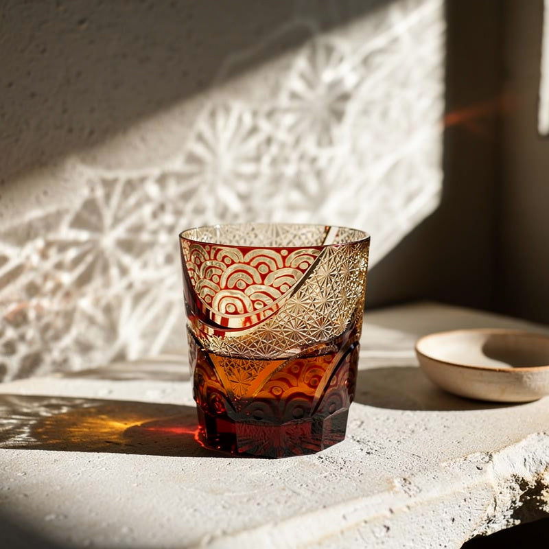 Ruby Overlay Whiskey Glass