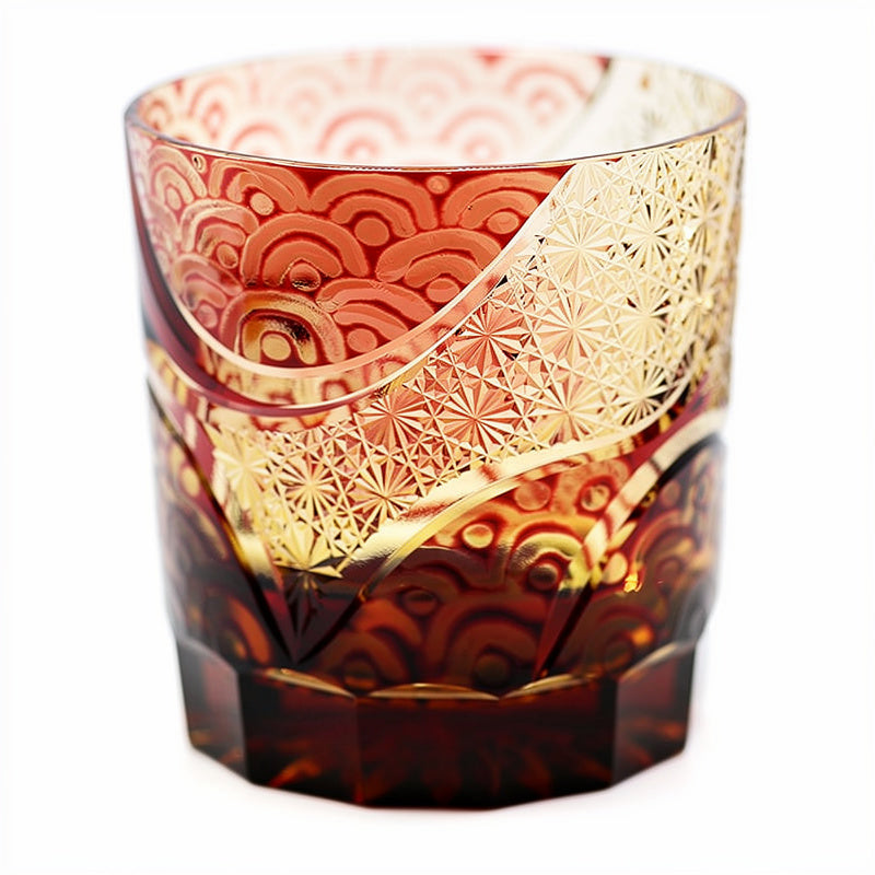 Ruby Overlay Whiskey Glass